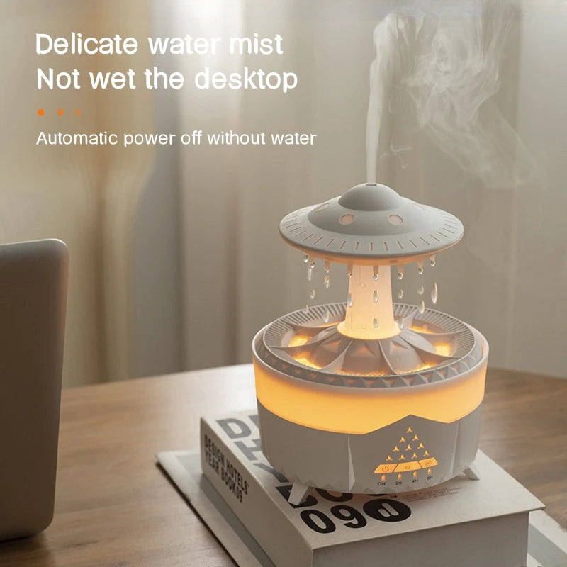 Raindrop UFO Shape Air Humidifier 2/4/8H Timing Colorful Night Light Aromatherapy Essential Oil Diffuser Home Bedroom Best Gifts