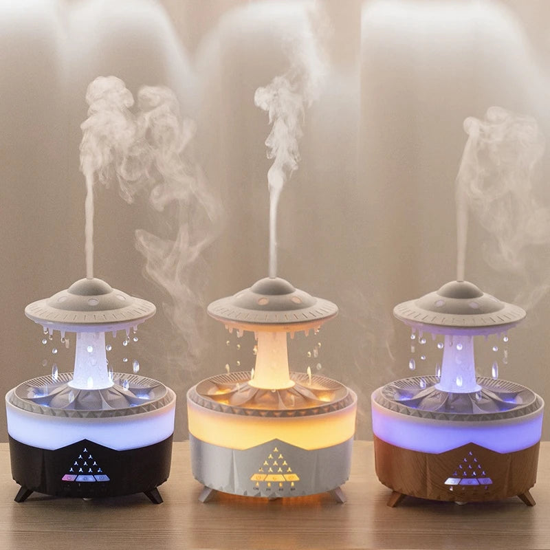 Raindrop UFO Shape Air Humidifier 2/4/8H Timing Colorful Night Light Aromatherapy Essential Oil Diffuser Home Bedroom Best Gifts