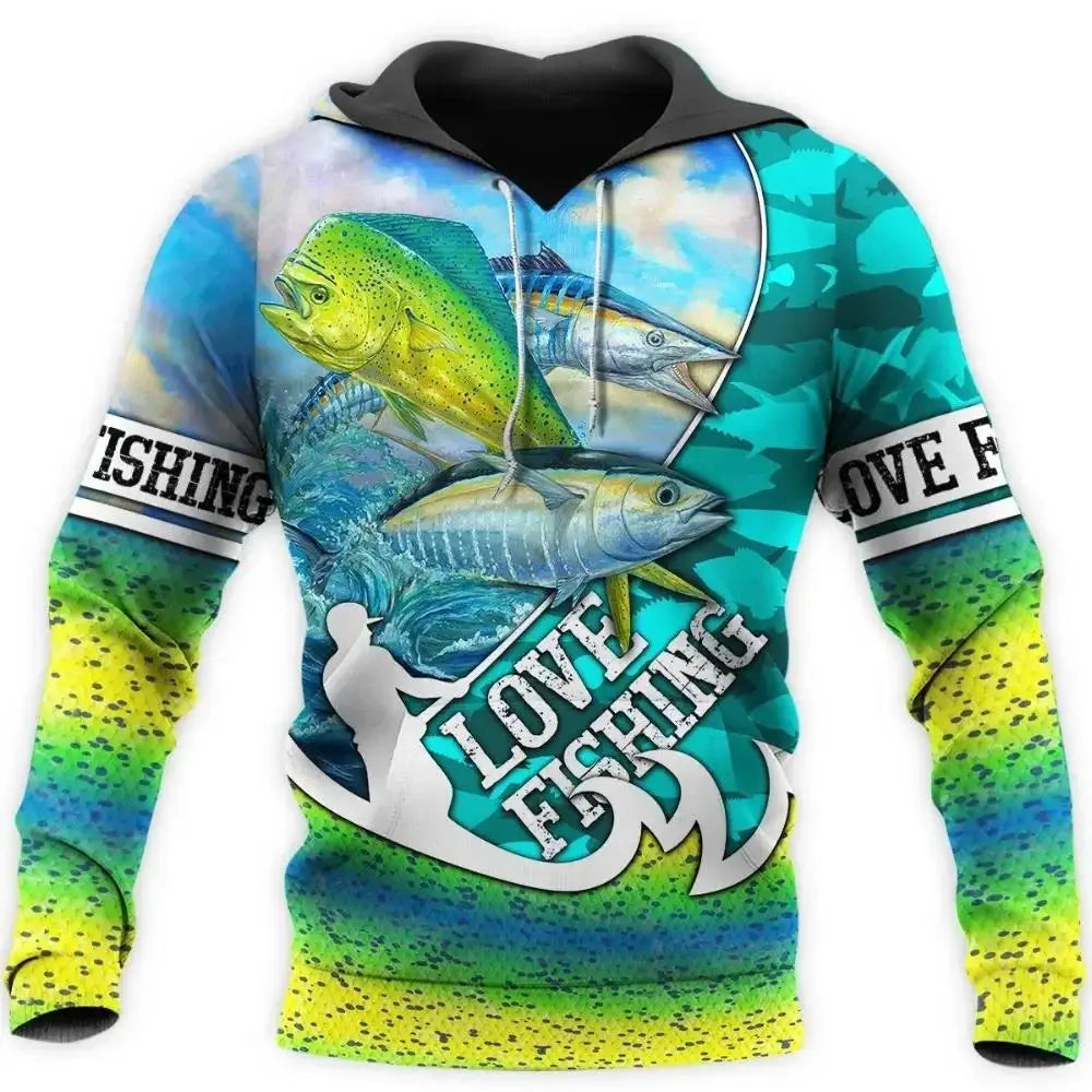 3D Fishing Printed Men's Hoodie Loose Designer Sweatshirt Spring Autumn Oversized Harajuku Y2k Clothes Long Sleeve Pullover 4XL
