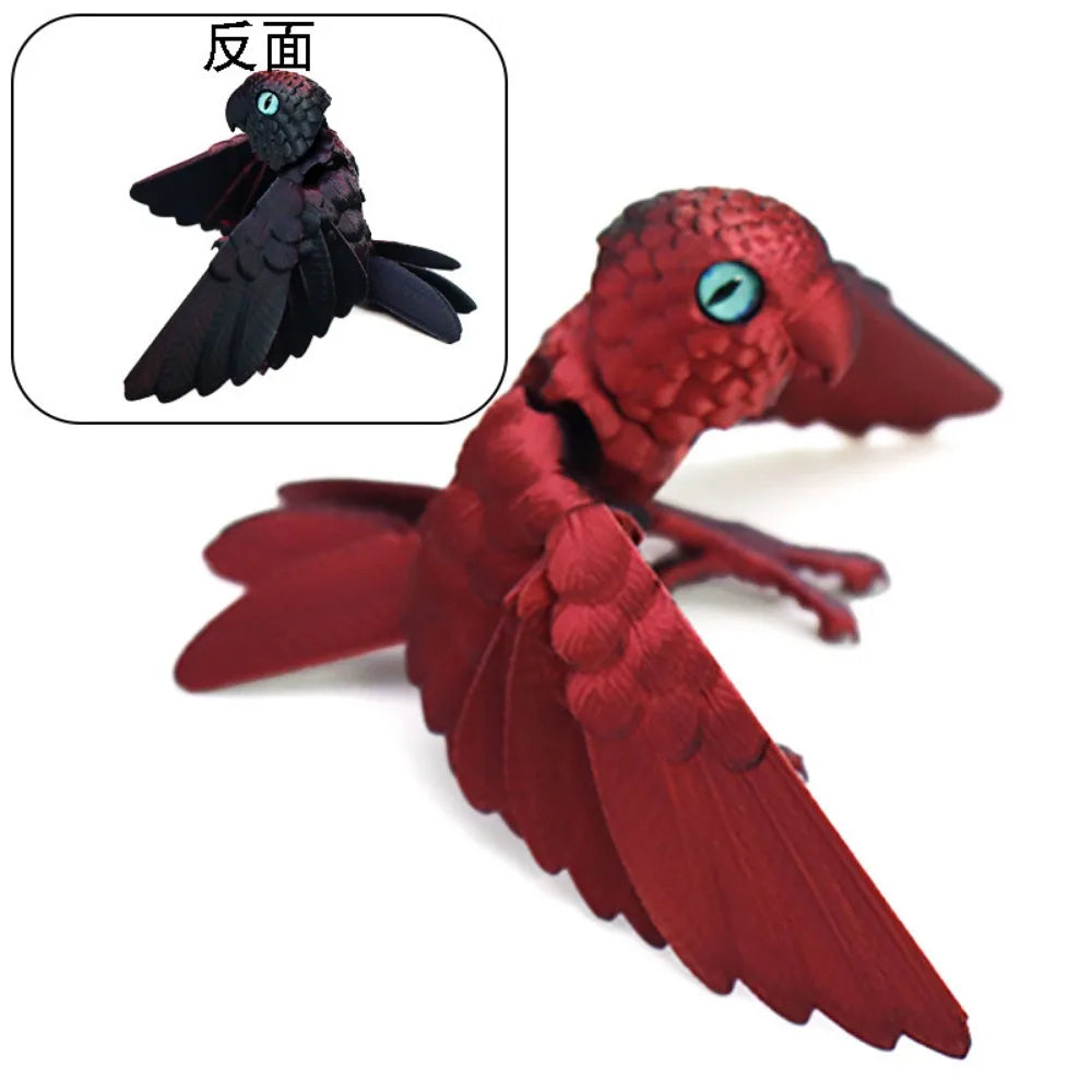 Simulated Eye 3D Printed Parrot Model Sparkling Laser 3D Printed Parrot Animal Flexible Animal Rotatable