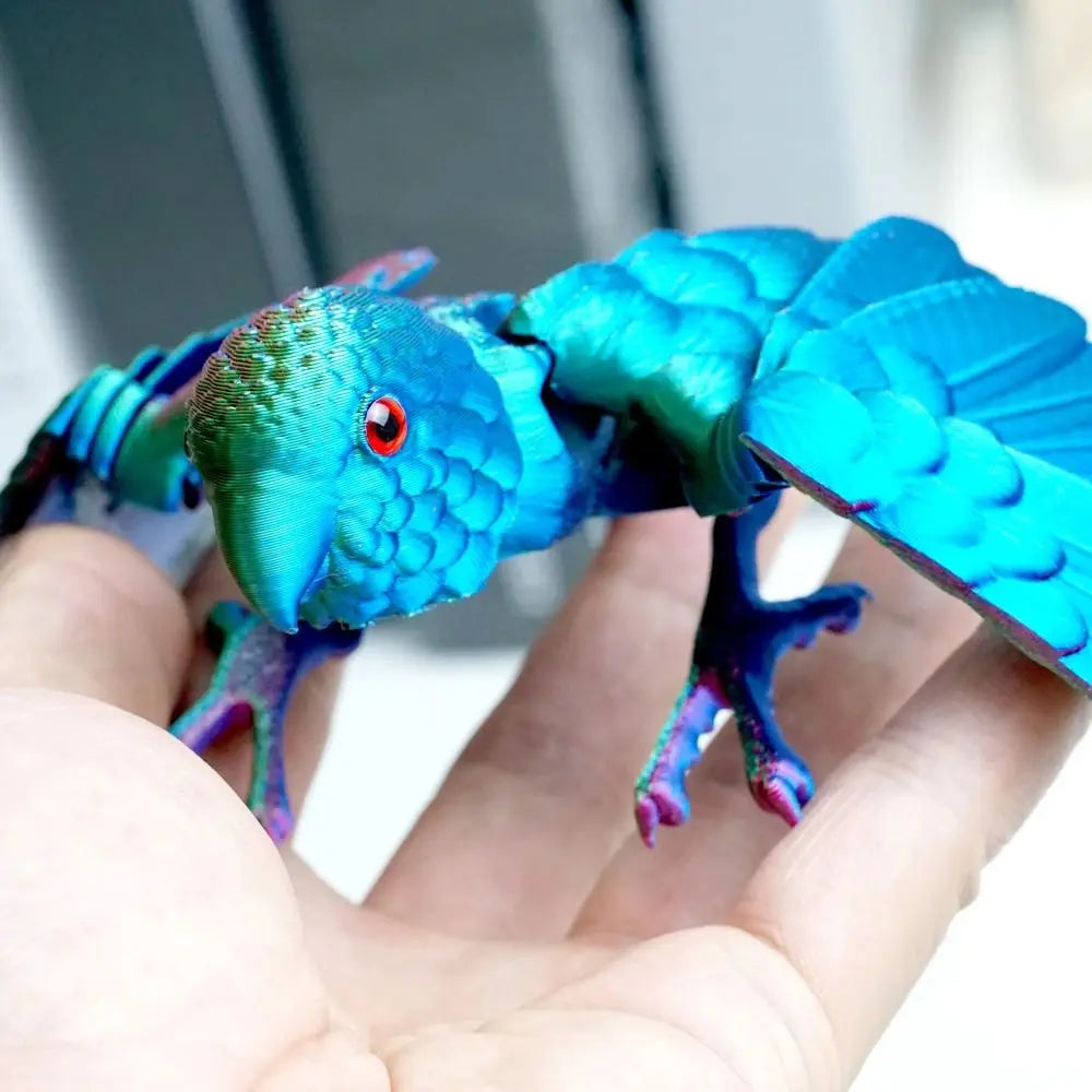Simulated Eye 3D Printed Parrot Model Sparkling Laser 3D Printed Parrot Animal Flexible Animal Rotatable