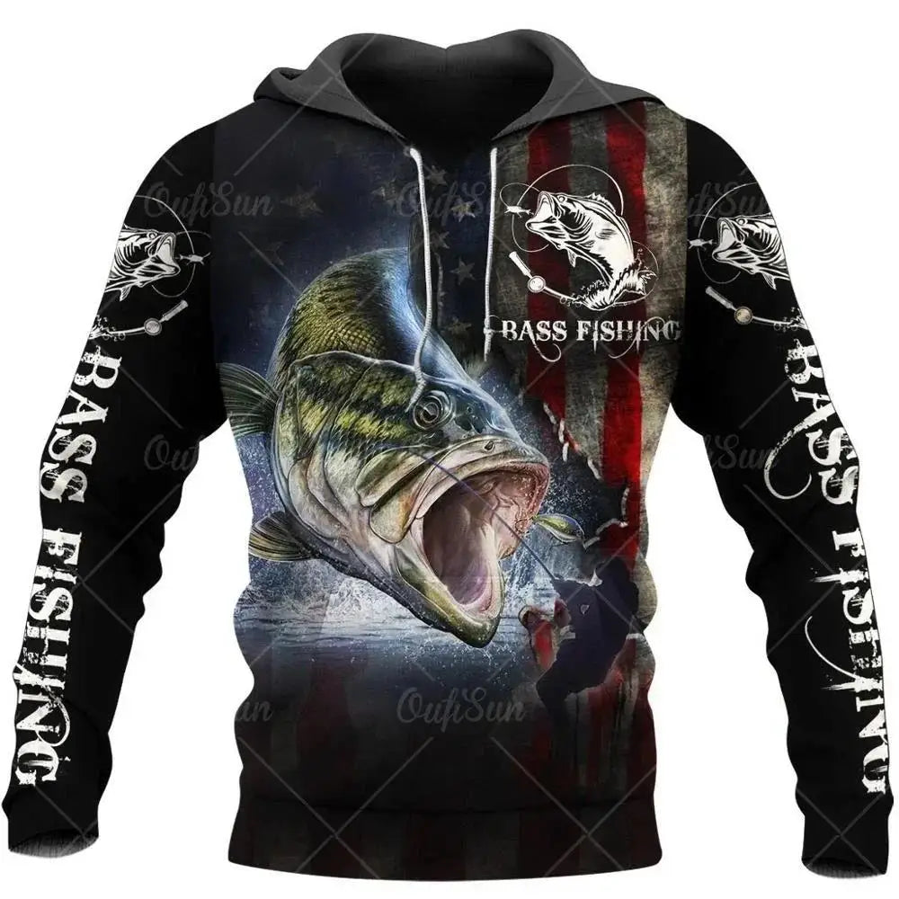 3D Fishing Printed Men's Hoodie Loose Designer Sweatshirt Spring Autumn Oversized Harajuku Y2k Clothes Long Sleeve Pullover 4XL