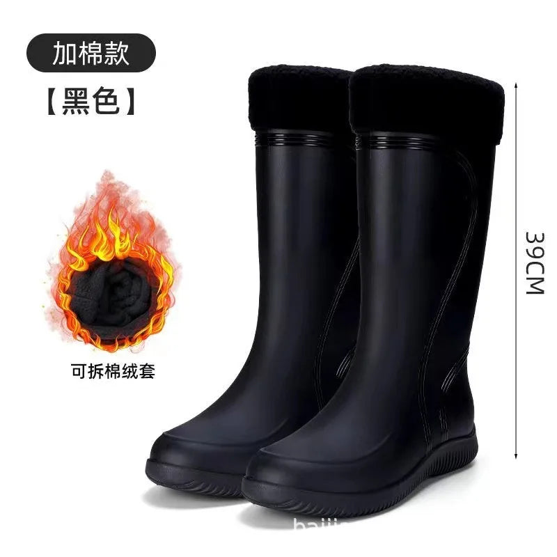 Men's High-quality Boots Men's Rain-proof Waterproof Shoes High Tube Non-slip Closed Rain Boots Bundle Mouth Rubber Fishing Shoe