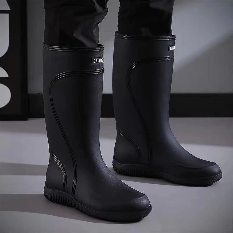 Men's High-quality Boots Men's Rain-proof Waterproof Shoes High Tube Non-slip Closed Rain Boots Bundle Mouth Rubber Fishing Shoe