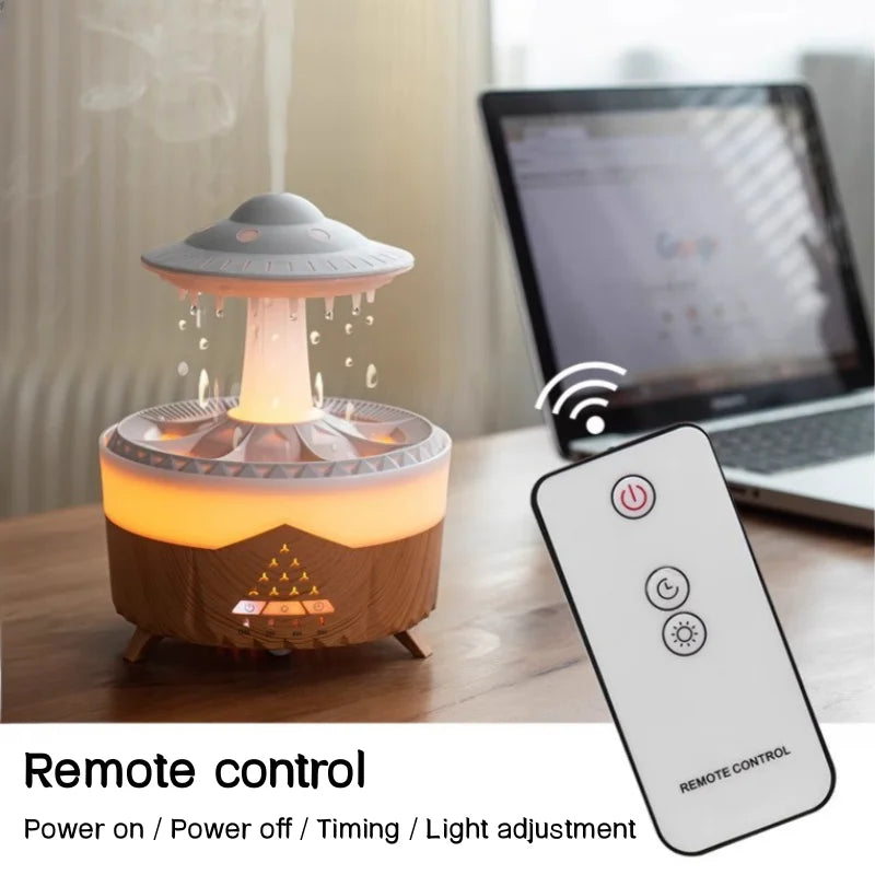 Raindrop UFO Shape Air Humidifier 2/4/8H Timing Colorful Night Light Aromatherapy Essential Oil Diffuser Home Bedroom Best Gifts
