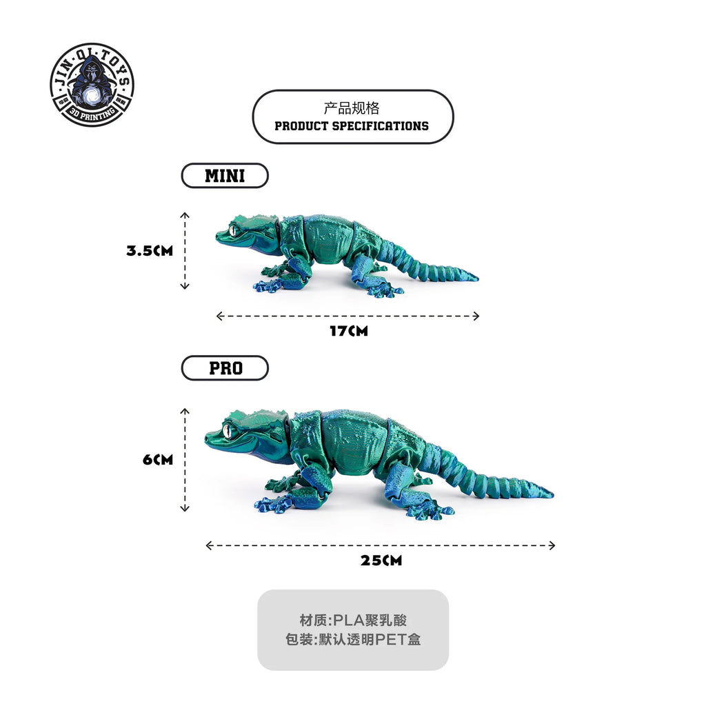 3D Printing Creative Phoenix headed Lizard Animal Ornament Cute Cute Pet Lizard Movable Integrated Joint Animal Miniatures