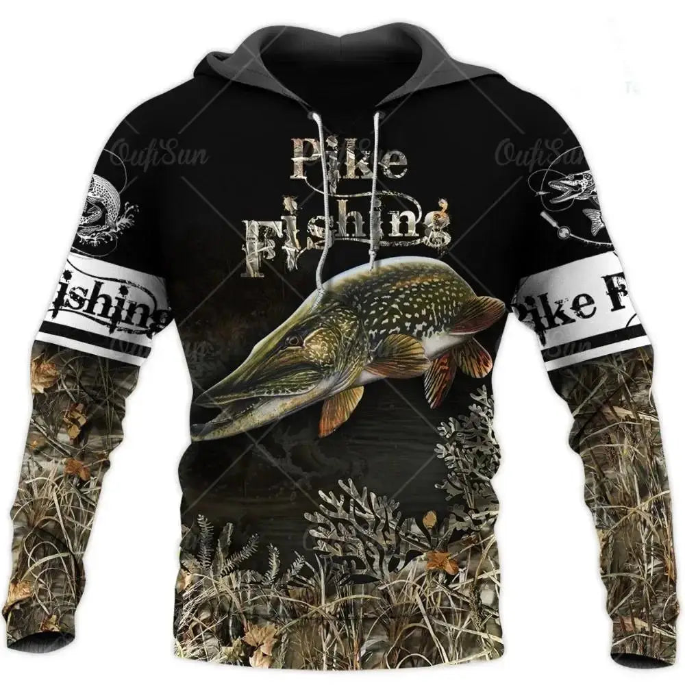 3D Fishing Printed Men's Hoodie Loose Designer Sweatshirt Spring Autumn Oversized Harajuku Y2k Clothes Long Sleeve Pullover 4XL