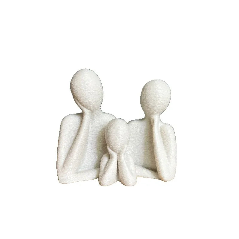 3D printing decoration for a family of three Abstract Family Figurines Set, Black & White, Home Decor Ornament