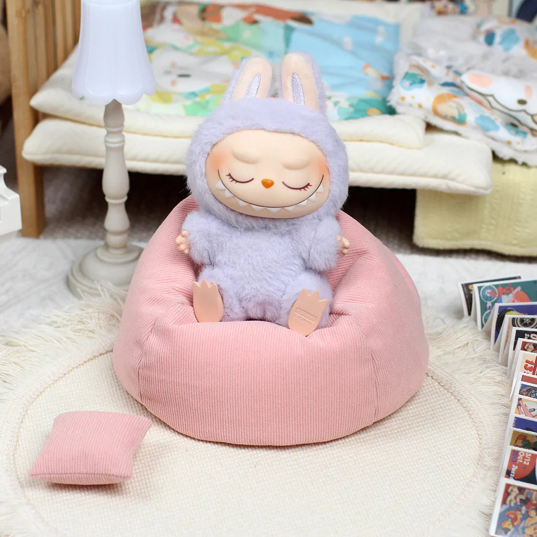 Labubu Doll Sofa for Labubu Mini Lazy Sofa Bed V1 V2 V3 DIY Clothing Accessories Cute Doll Cushion Children's Toy Gift