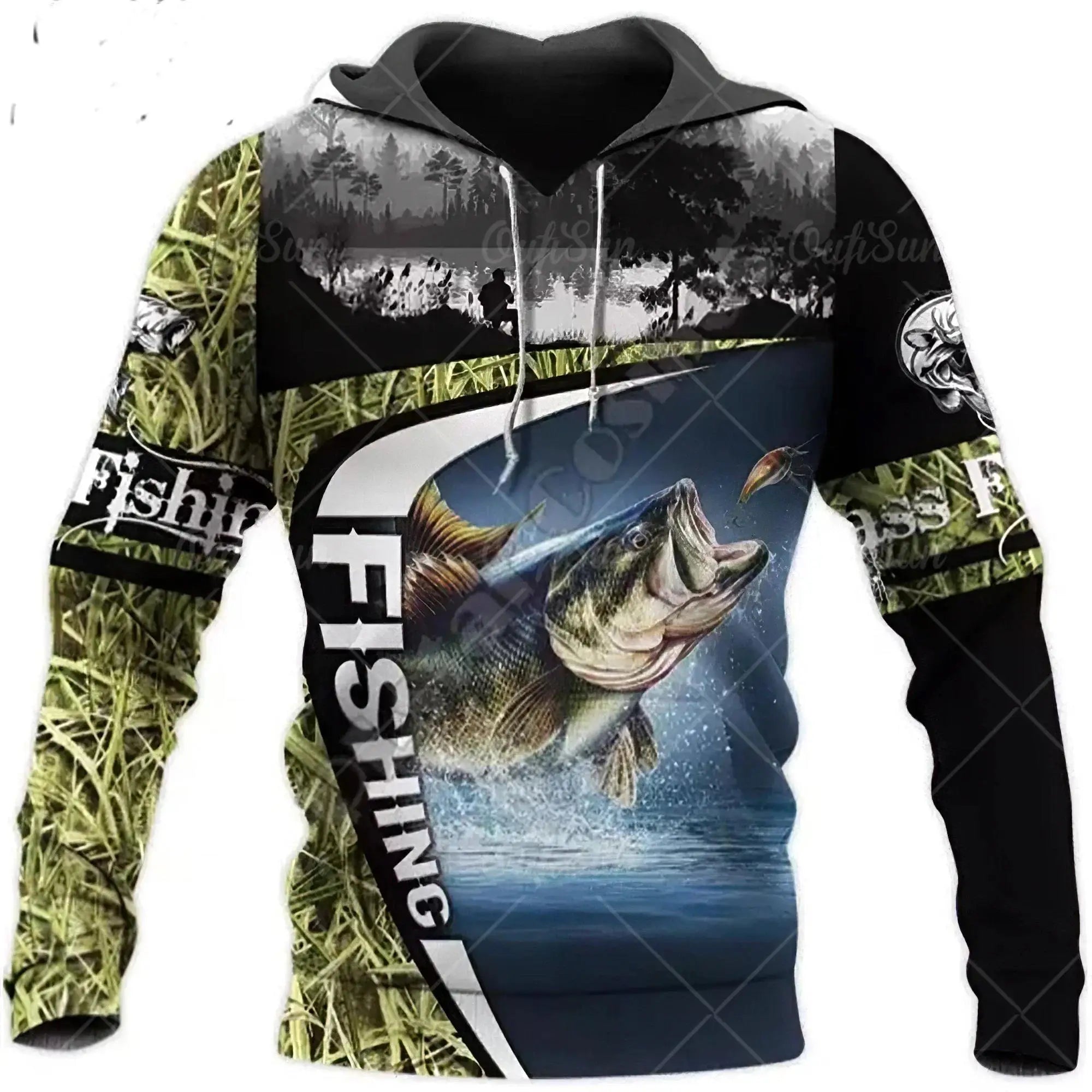3D Fishing Printed Men's Hoodie Loose Designer Sweatshirt Spring Autumn Oversized Harajuku Y2k Clothes Long Sleeve Pullover 4XL