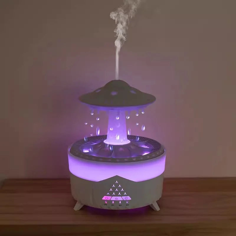 Raindrop UFO Shape Air Humidifier 2/4/8H Timing Colorful Night Light Aromatherapy Essential Oil Diffuser Home Bedroom Best Gifts