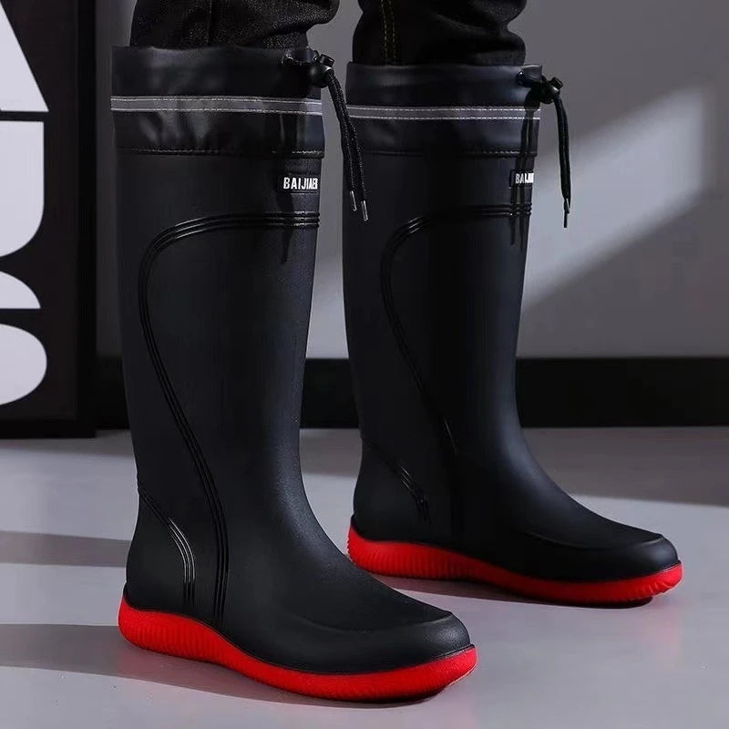 Men's High-quality Boots Men's Rain-proof Waterproof Shoes High Tube Non-slip Closed Rain Boots Bundle Mouth Rubber Fishing Shoe