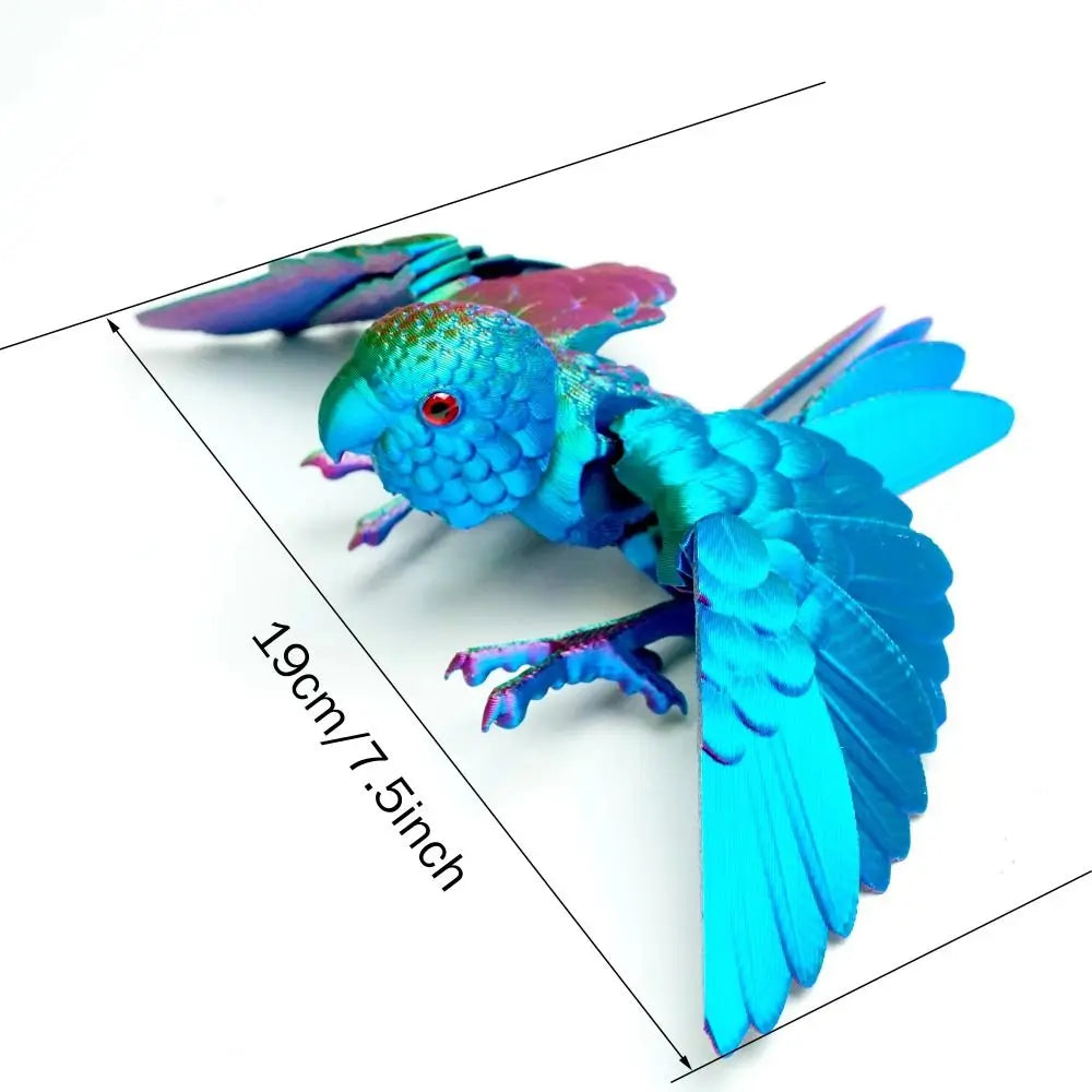 Simulated Eye 3D Printed Parrot Model Sparkling Laser 3D Printed Parrot Animal Flexible Animal Rotatable