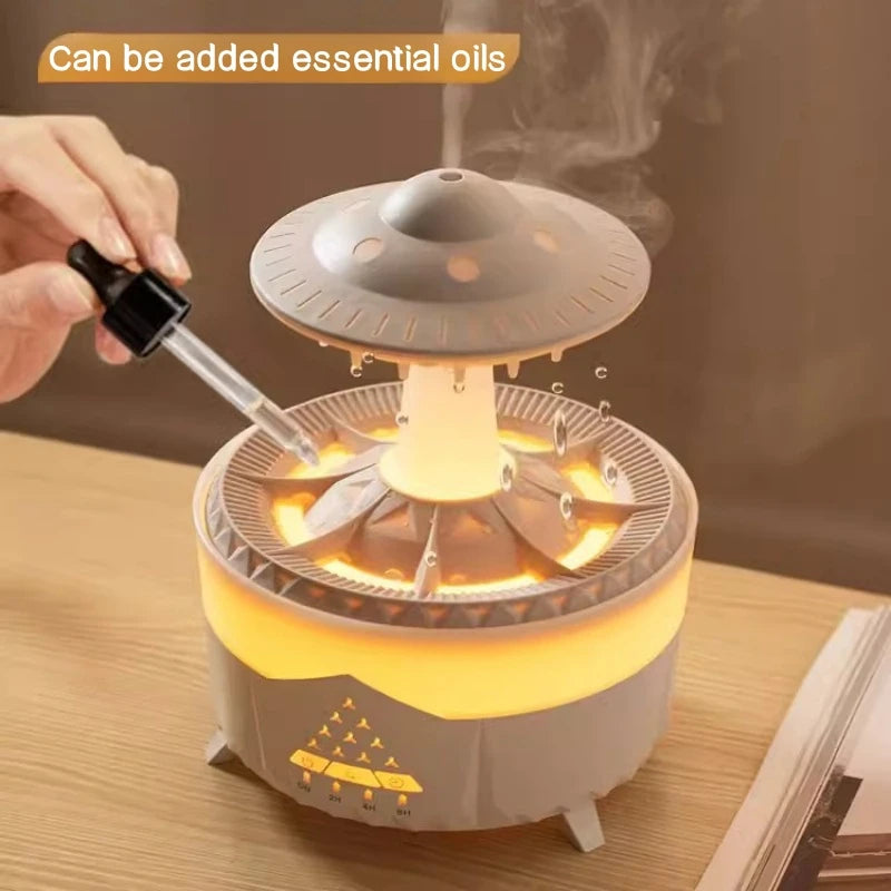 Raindrop UFO Shape Air Humidifier 2/4/8H Timing Colorful Night Light Aromatherapy Essential Oil Diffuser Home Bedroom Best Gifts