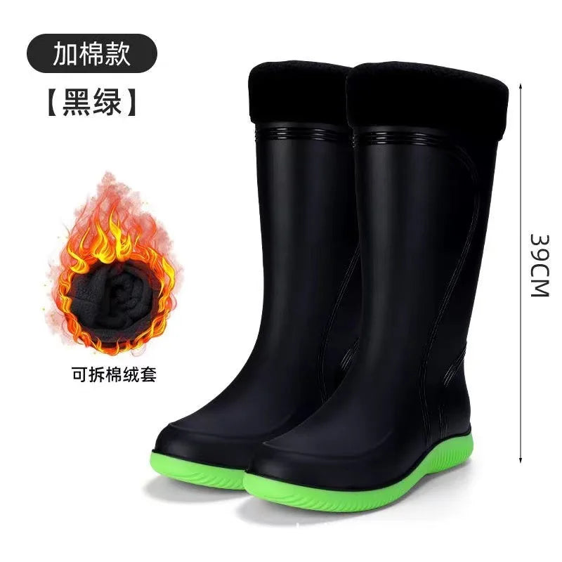 Men's High-quality Boots Men's Rain-proof Waterproof Shoes High Tube Non-slip Closed Rain Boots Bundle Mouth Rubber Fishing Shoe