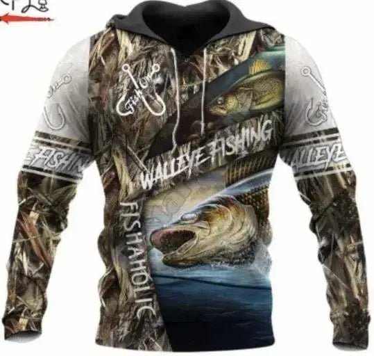 3D Fishing Printed Men's Hoodie Loose Designer Sweatshirt Spring Autumn Oversized Harajuku Y2k Clothes Long Sleeve Pullover 4XL